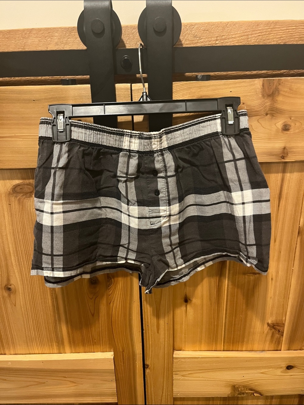 PINK Victoria's Secret Gray & White Plaid Boxer Shorts